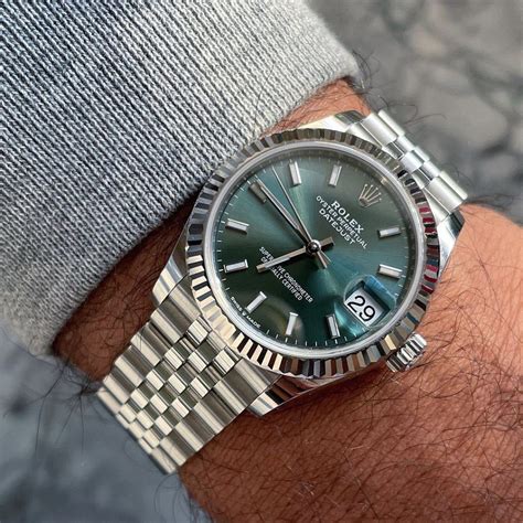 green rolex date just